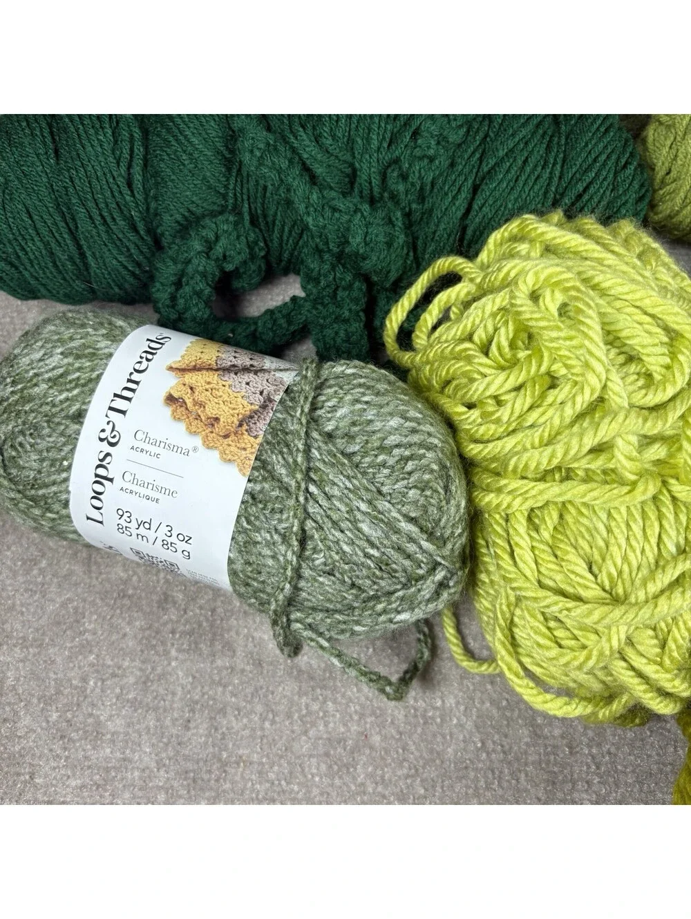 Mixed Yarn Lot Greens Crochet Knitting Craft Lion Loop/Thread Coats Red Heart